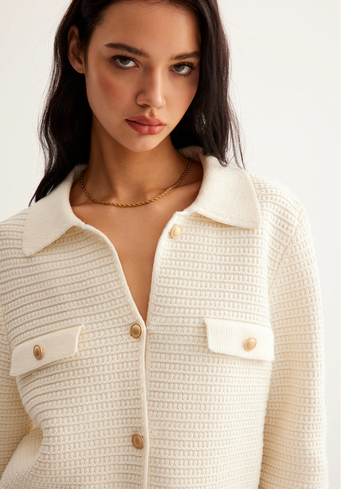 Button Lapel Cardigan