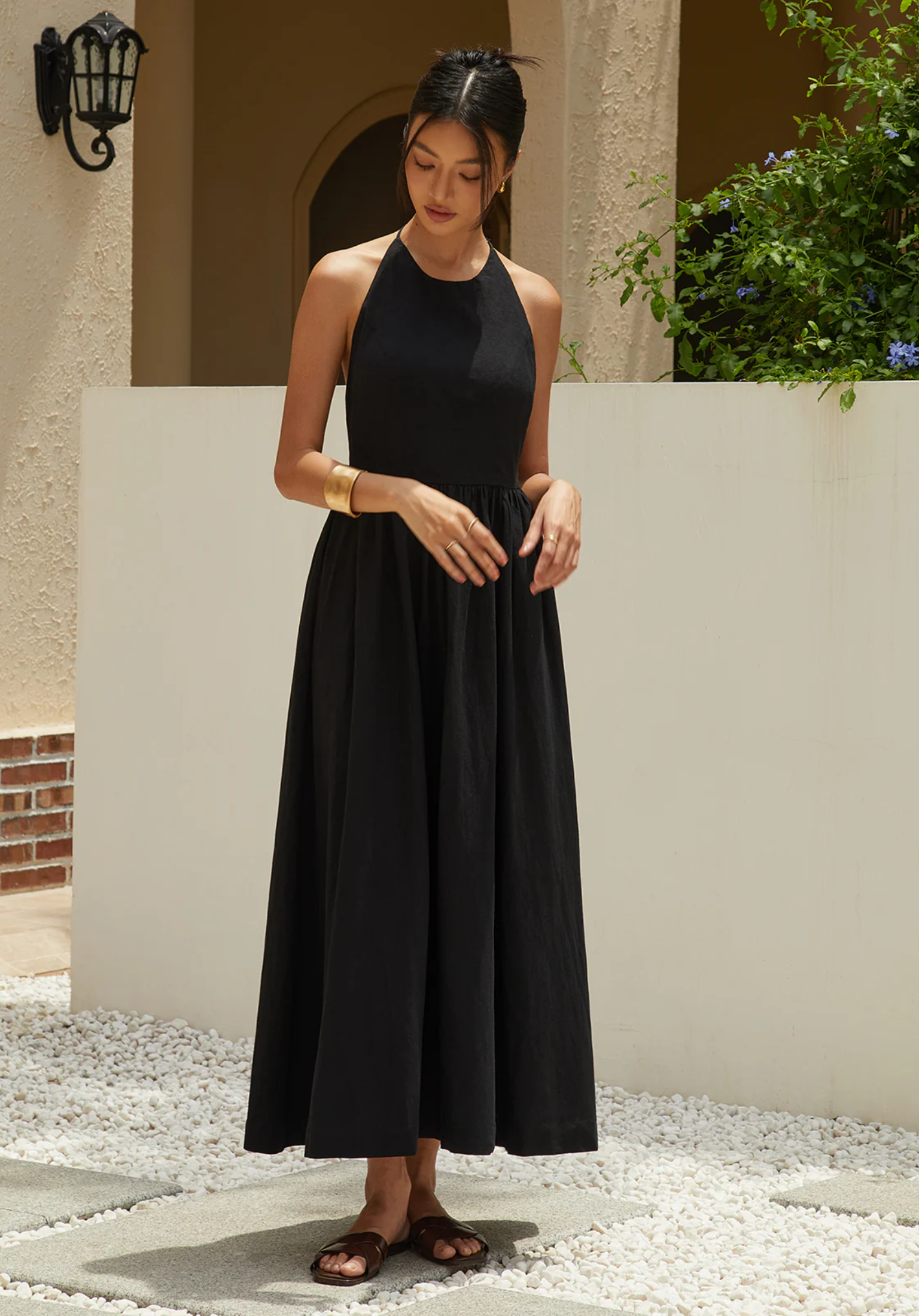 Solid Halter Maxi Dress